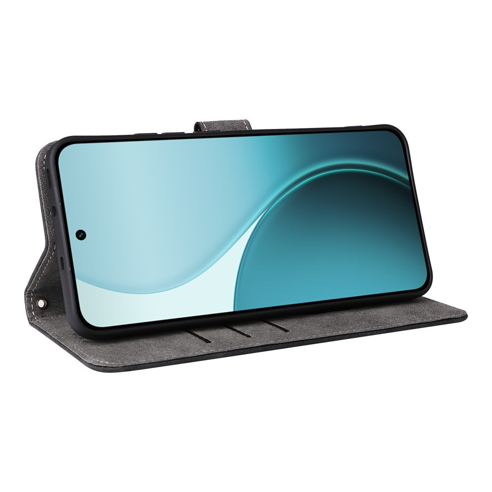 For Oppo Reno14 Pro 5G (Global) Case Wallet RFID Blocking PU Leather Phone Cover Stand with Strap - Black