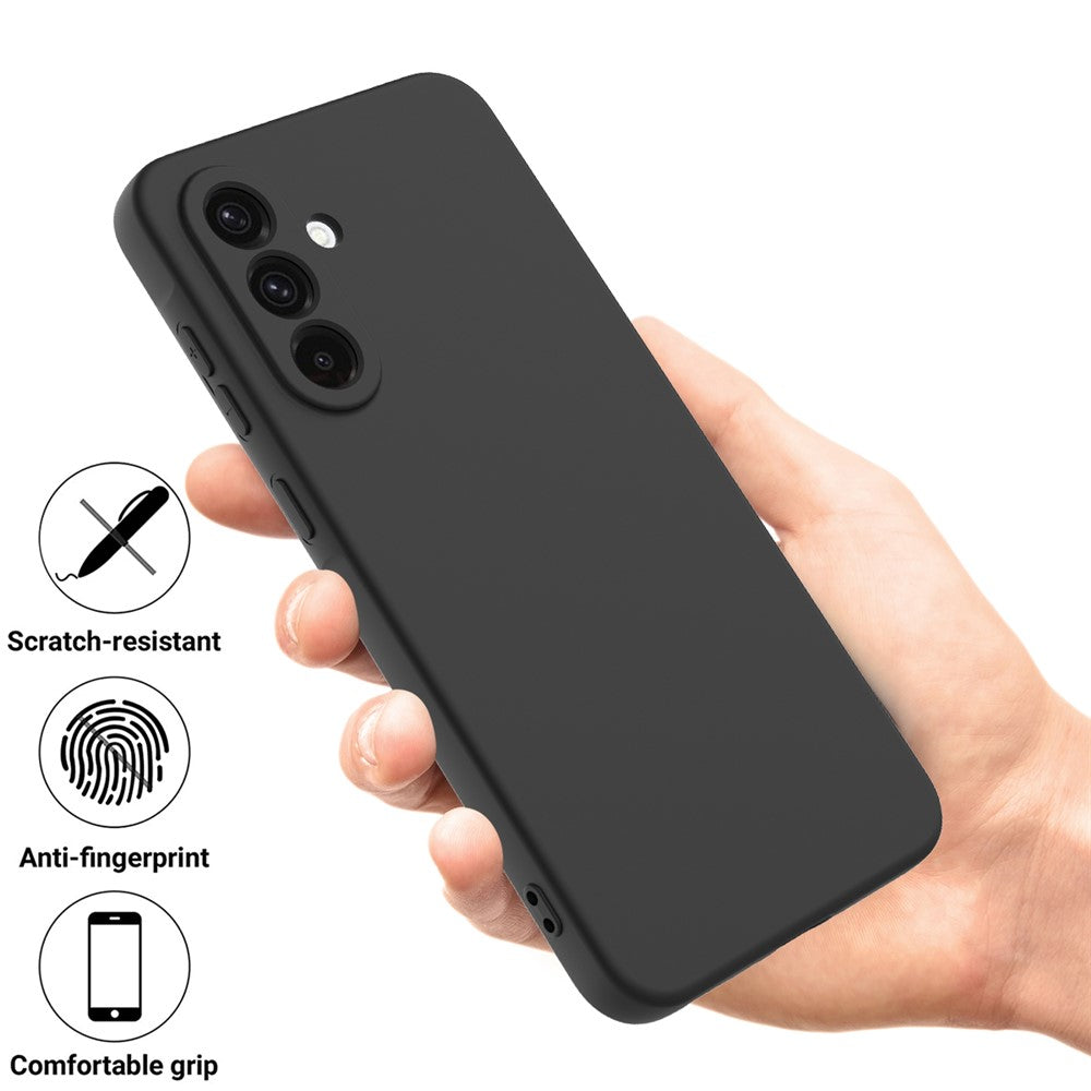 For Samsung Galaxy A17 5G Liquid Silicone Case Phone Back Cover with Hand Strap - Black