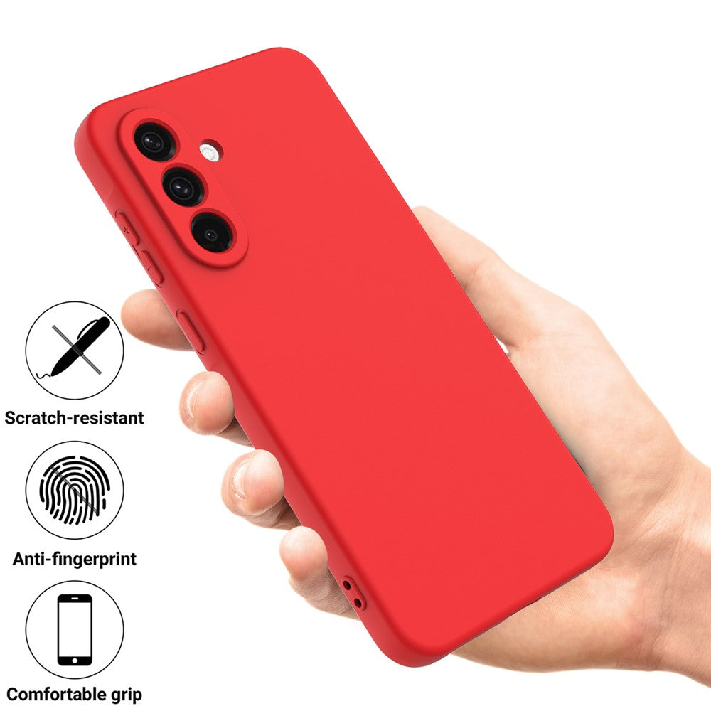 For Samsung Galaxy A17 5G Liquid Silicone Case Phone Back Cover with Hand Strap - Red