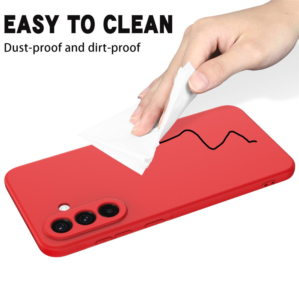 For Samsung Galaxy A17 5G Liquid Silicone Case Phone Back Cover with Hand Strap - Red