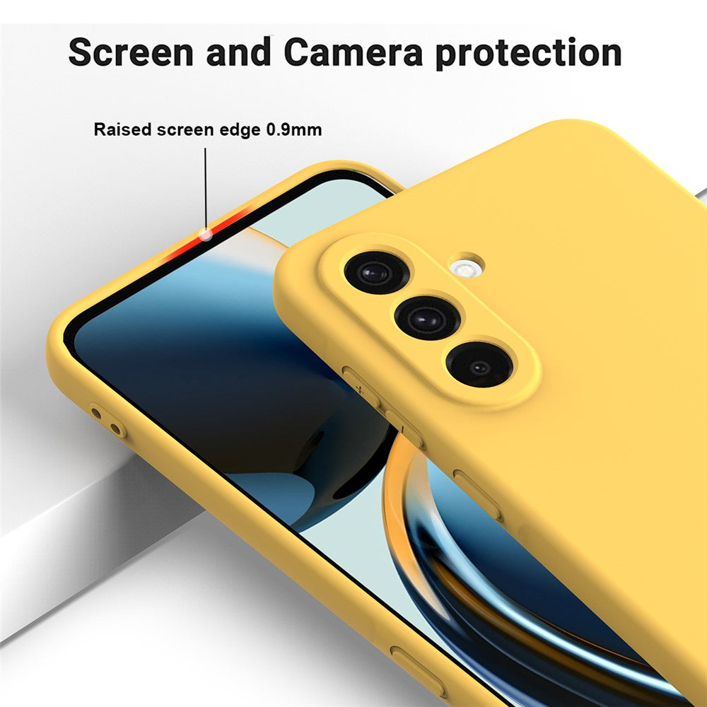 For Samsung Galaxy A17 5G Liquid Silicone Case Phone Back Cover with Hand Strap - Yellow
