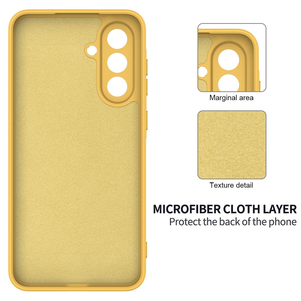For Samsung Galaxy A17 5G Liquid Silicone Case Phone Back Cover with Hand Strap - Yellow