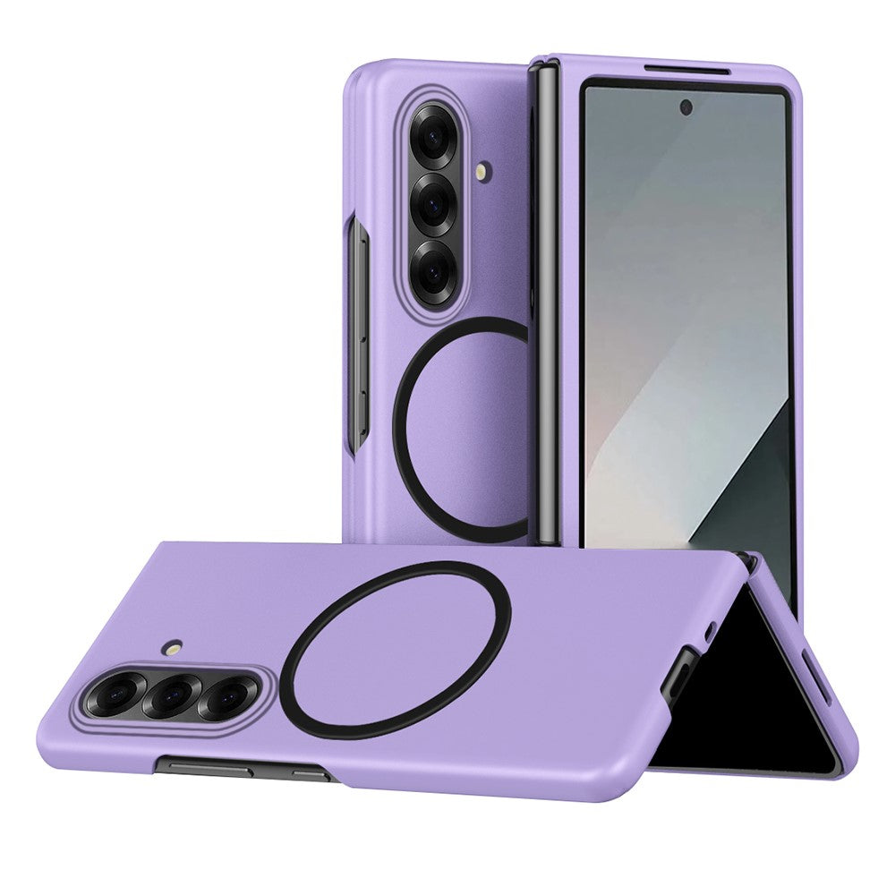 For Samsung Galaxy Z Fold7 5G Case Compatible with MagSafe Skin-Touch Matte Hard PC Phone Cover - Purple