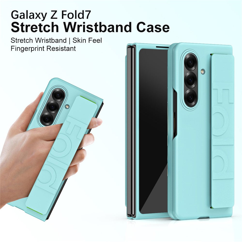 For Samsung Galaxy Z Fold7 5G Case Wristband Rubberized Hard PC Phone Cover - - Green