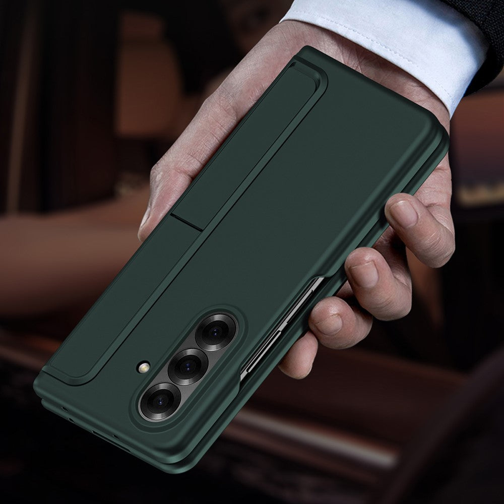 For Samsung Galaxy Z Fold7 5G Case Kickstand Hard PC Slim Phone Cover with Stylus - Brown