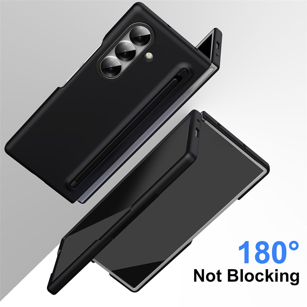 For Samsung Galaxy Z Fold7 5G Case Hard PC Phone Cover with Tempered Glass Film and Stylus - Black