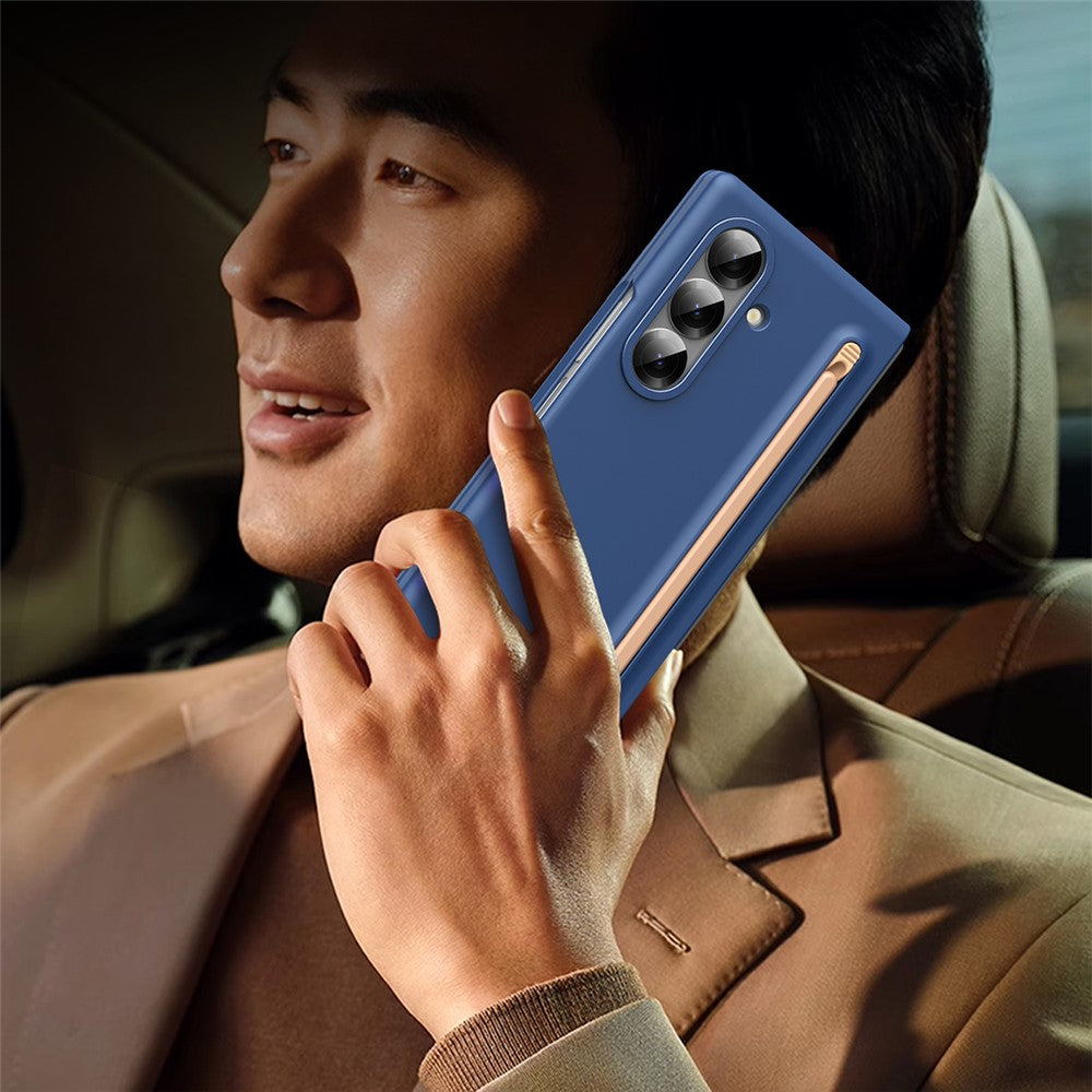 For Samsung Galaxy Z Fold7 5G Case Hard PC Phone Cover with Tempered Glass Film and Stylus - Sapphire