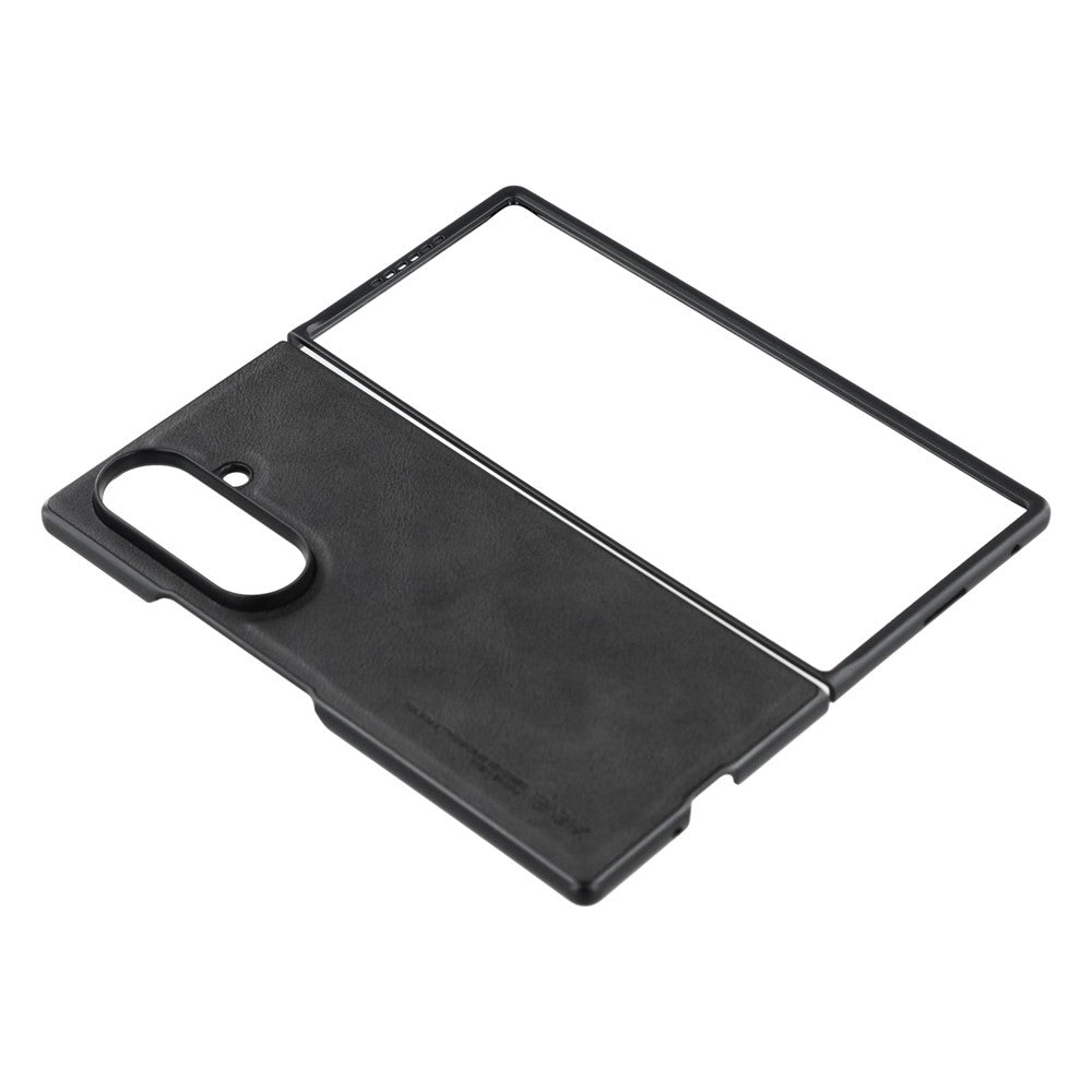 X-LEVEL Bojue-3 Series For Samsung Galaxy Z Fold7 5G Case Leather Coated PC+TPU Phone Back Cover - Black