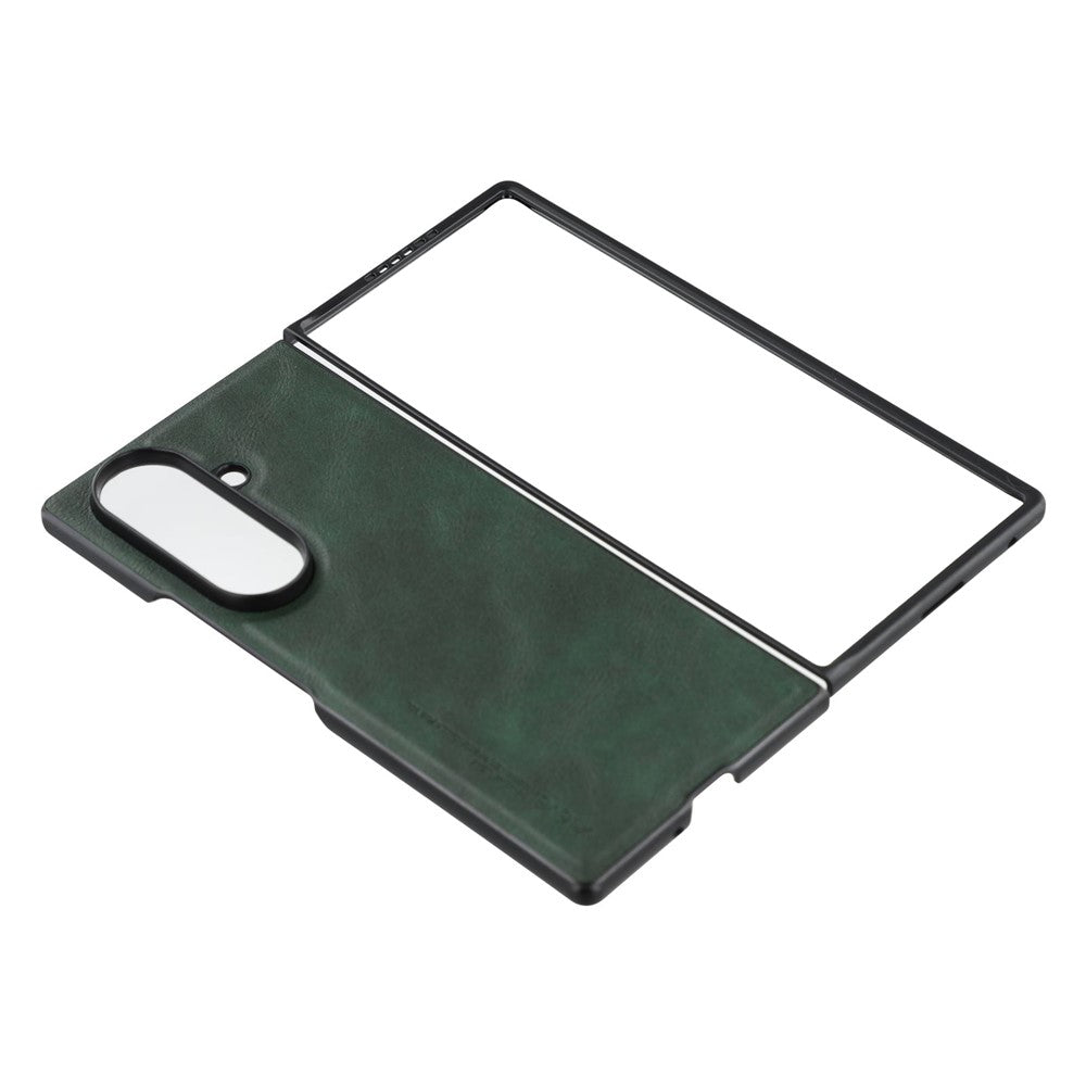 X-LEVEL Bojue-3 Series For Samsung Galaxy Z Fold7 5G Case Leather Coated PC+TPU Phone Back Cover - Midnight Green