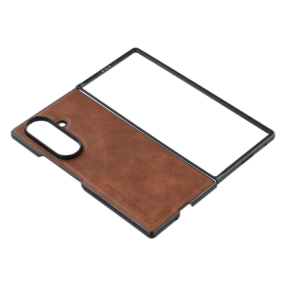 X-LEVEL Bojue-3 Series For Samsung Galaxy Z Fold7 5G Case Leather Coated PC+TPU Phone Back Cover - Brown