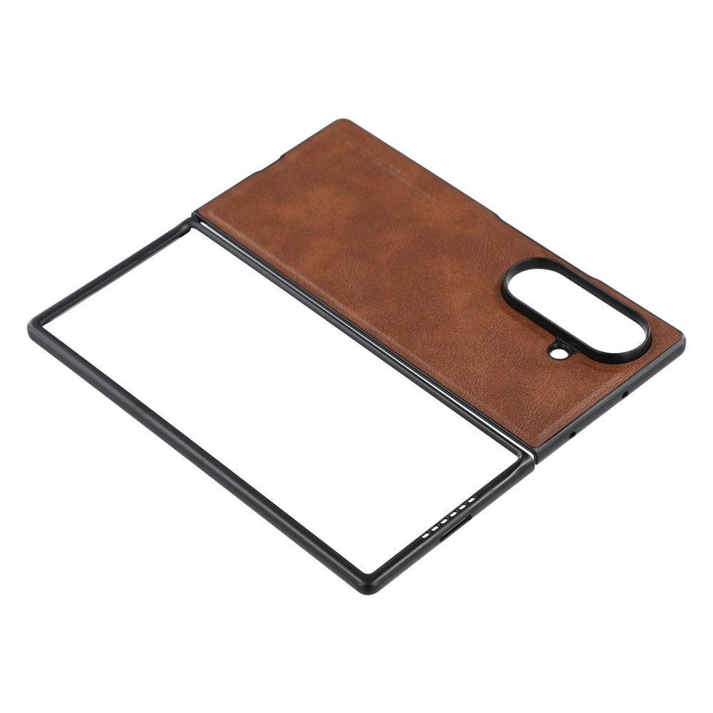 X-LEVEL Bojue-3 Series For Samsung Galaxy Z Fold7 5G Case Leather Coated PC+TPU Phone Back Cover - Brown