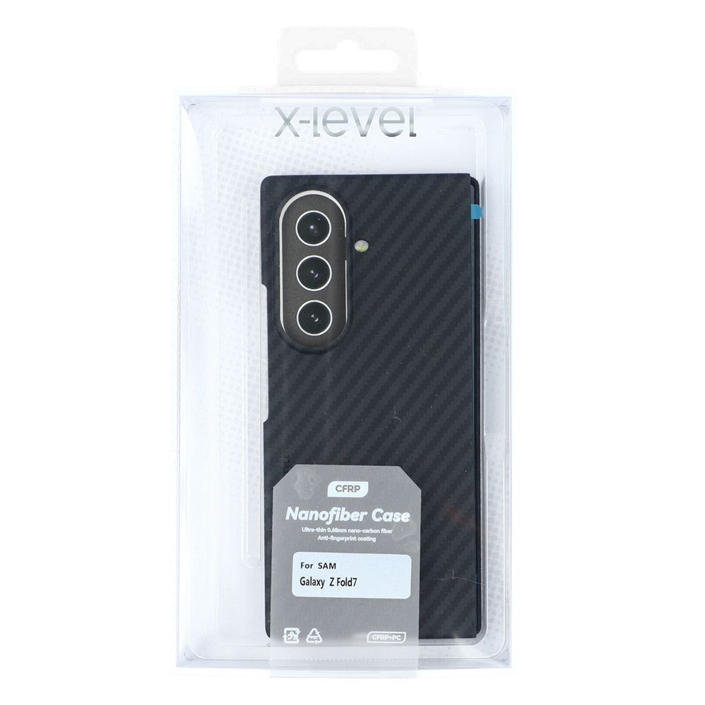 X-LEVEL For Samsung Galaxy Z Fold7 5G Case Carbon Fiber Texture Hard PC Phone Cover Anti Shock