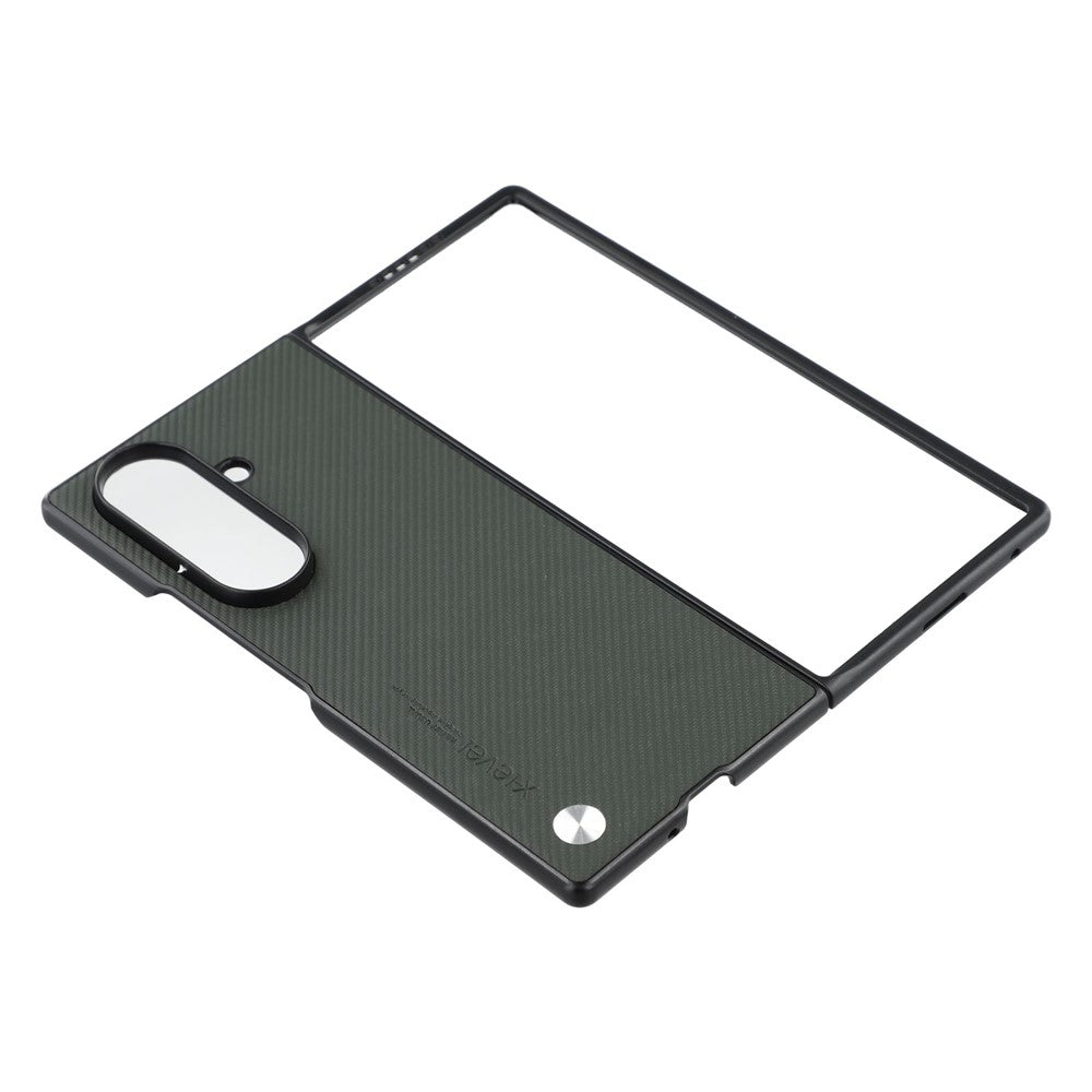 X-LEVEL For Samsung Galaxy Z Fold7 5G Case Carbon Fiber Texture PU Leather + PC Phone Cover - Green
