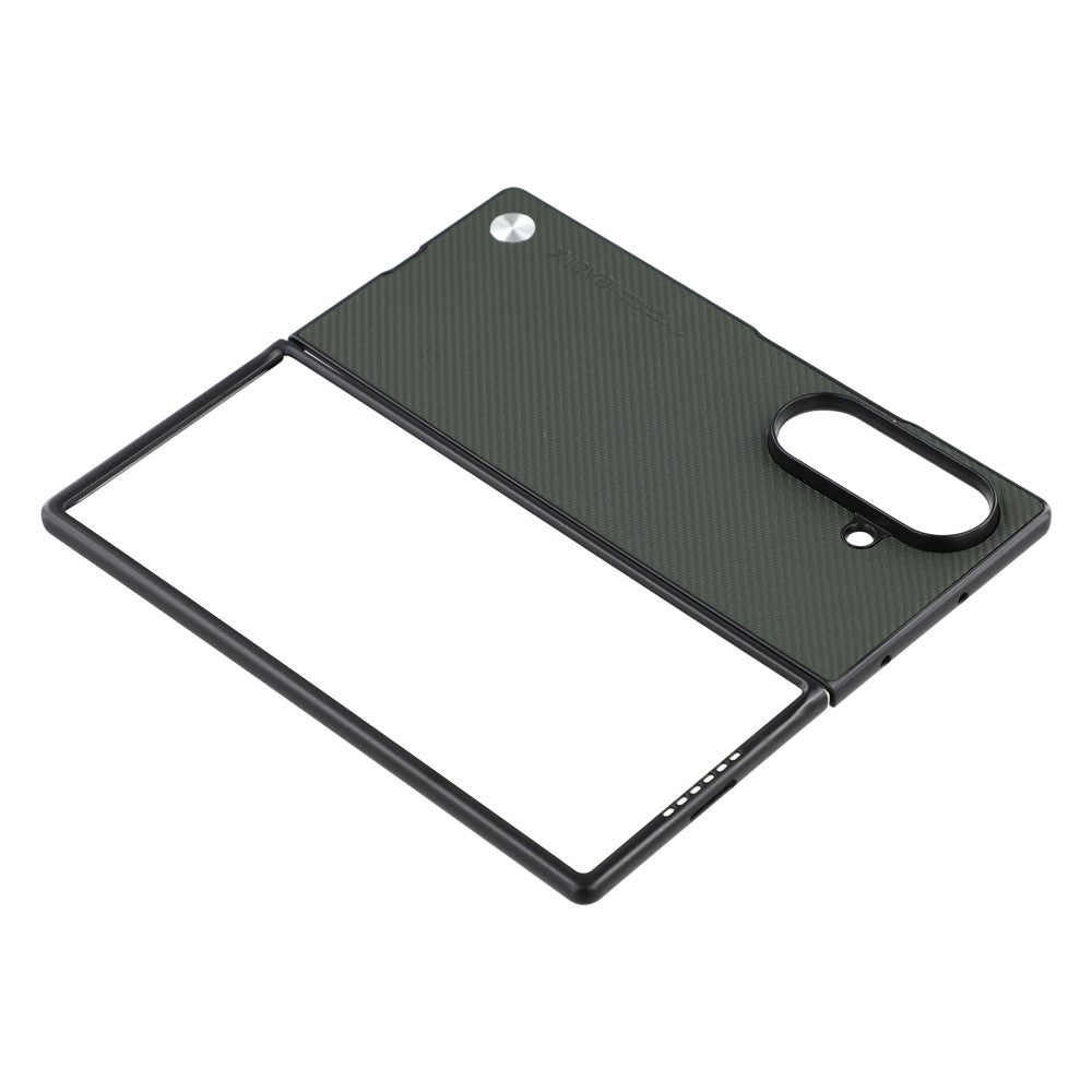 X-LEVEL For Samsung Galaxy Z Fold7 5G Case Carbon Fiber Texture PU Leather + PC Phone Cover - Green