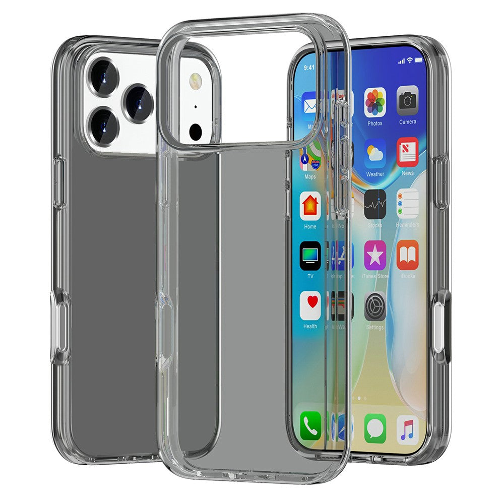 For iPhone 17 Pro Max Case PC + TPU Shockproof Clear Phone Cover - Transparent Grey