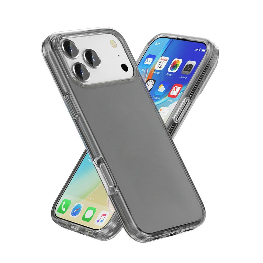 For iPhone 17 Pro Max Case PC + TPU Shockproof Clear Phone Cover - Transparent Grey