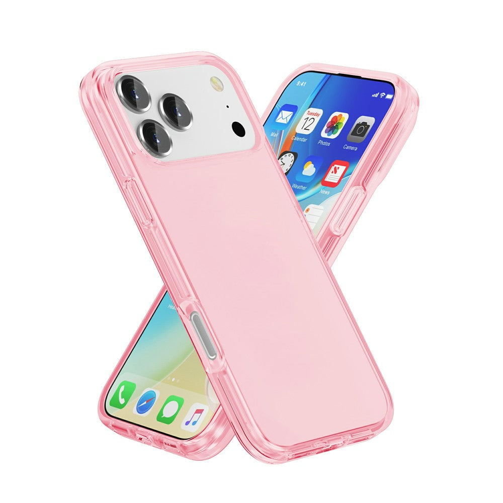 For iPhone 17 Pro Max Case PC + TPU Shockproof Clear Phone Cover - Transparent Pink