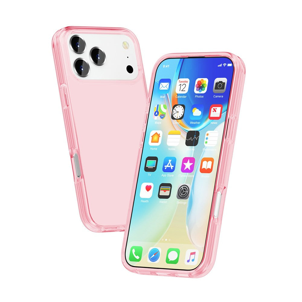 For iPhone 17 Pro Max Case PC + TPU Shockproof Clear Phone Cover - Transparent Pink