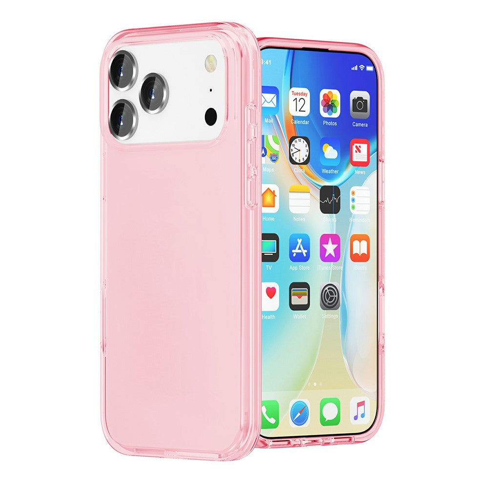 For iPhone 17 Pro Max Case PC + TPU Shockproof Clear Phone Cover - Transparent Pink