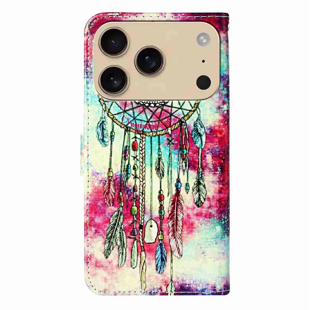 For iPhone 17 Pro Max Stand Case Marble Painted Folio Flip Leather Wallet Phone Cover - Dream Catcher