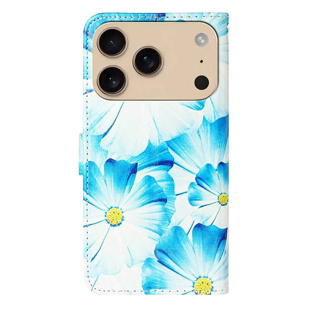 For iPhone 17 Pro Max Stand Case Marble Painted Folio Flip Leather Wallet Phone Cover - Orchid