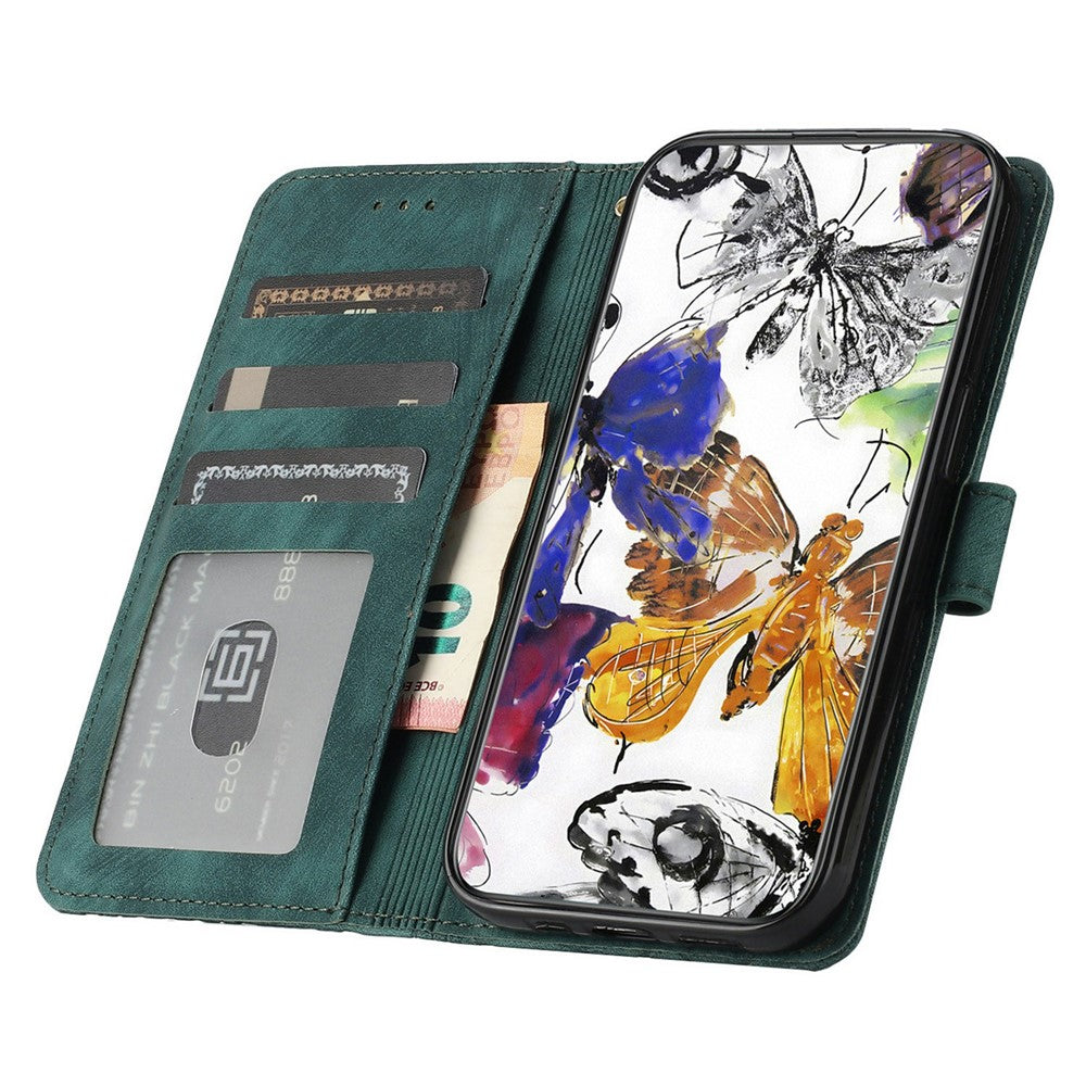For iPhone 17 Pro Max Case Butterfly Design Flip Wallet Leather Phone Cover Skin-Touch - Green