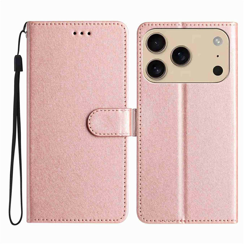 For iPhone 17 Pro Max Wallet Case Leather Folio Phone Cover Magnetic Clasp - Rose Gold