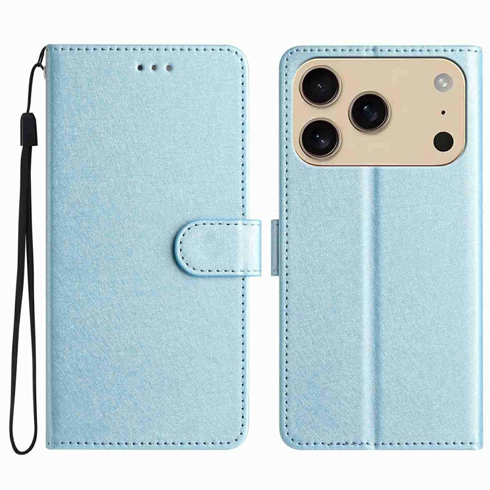 For iPhone 17 Pro Max Wallet Case Leather Folio Phone Cover Magnetic Clasp - Sky Blue