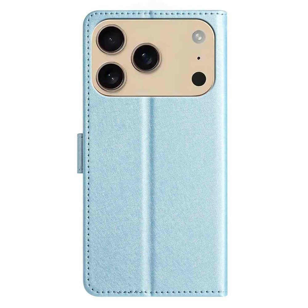 For iPhone 17 Pro Max Wallet Case Leather Folio Phone Cover Magnetic Clasp - Sky Blue