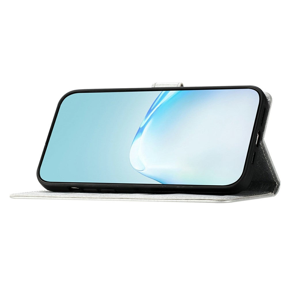 For iPhone 17 Pro Max Wallet Case Leather Folio Phone Cover Magnetic Clasp - Silver