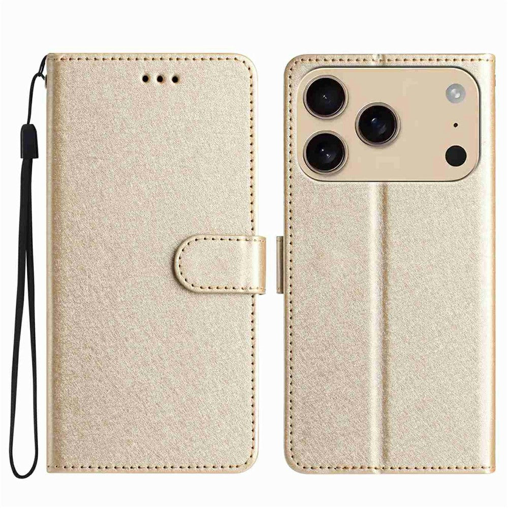 For iPhone 17 Pro Max Wallet Case Leather Folio Phone Cover Magnetic Clasp - Gold