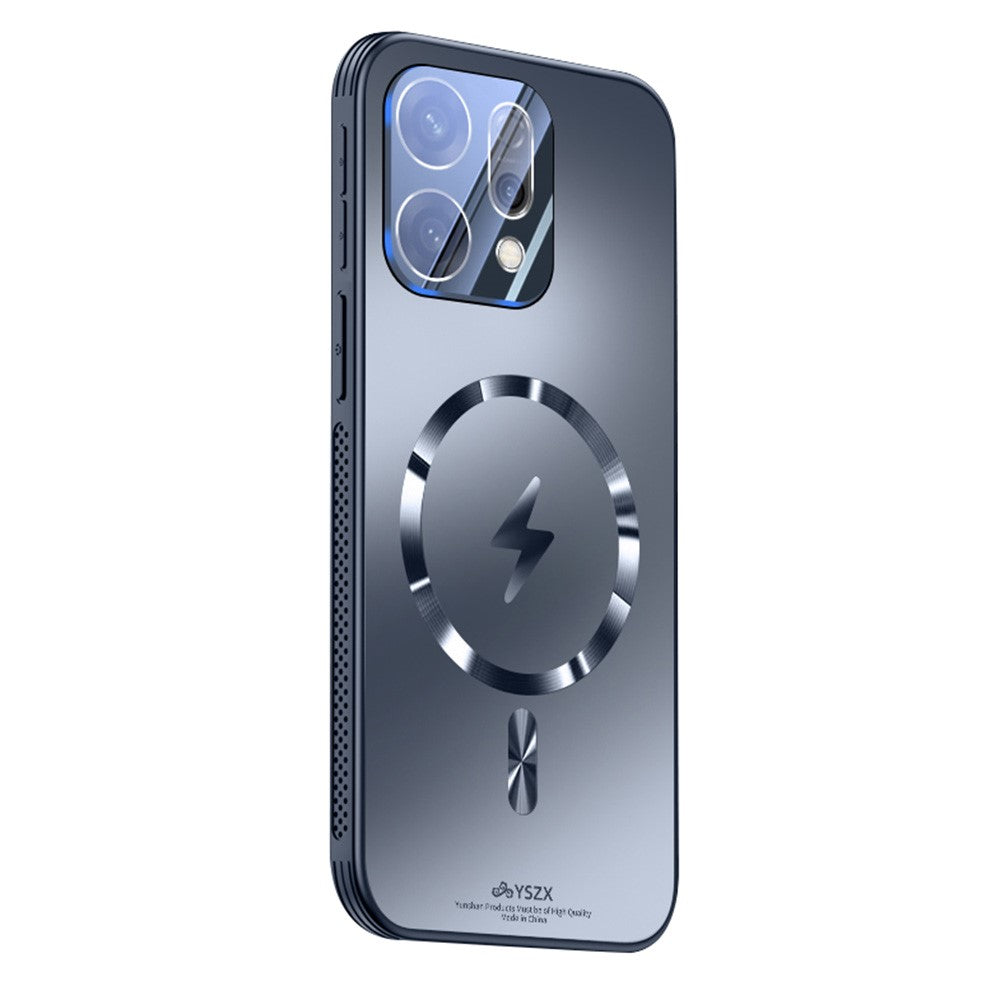 For Oppo Reno14 5G (Global) Case Compatible with MagSafe Matte PC + TPU Heat Dissipation Phone Cover - Titanium Blue