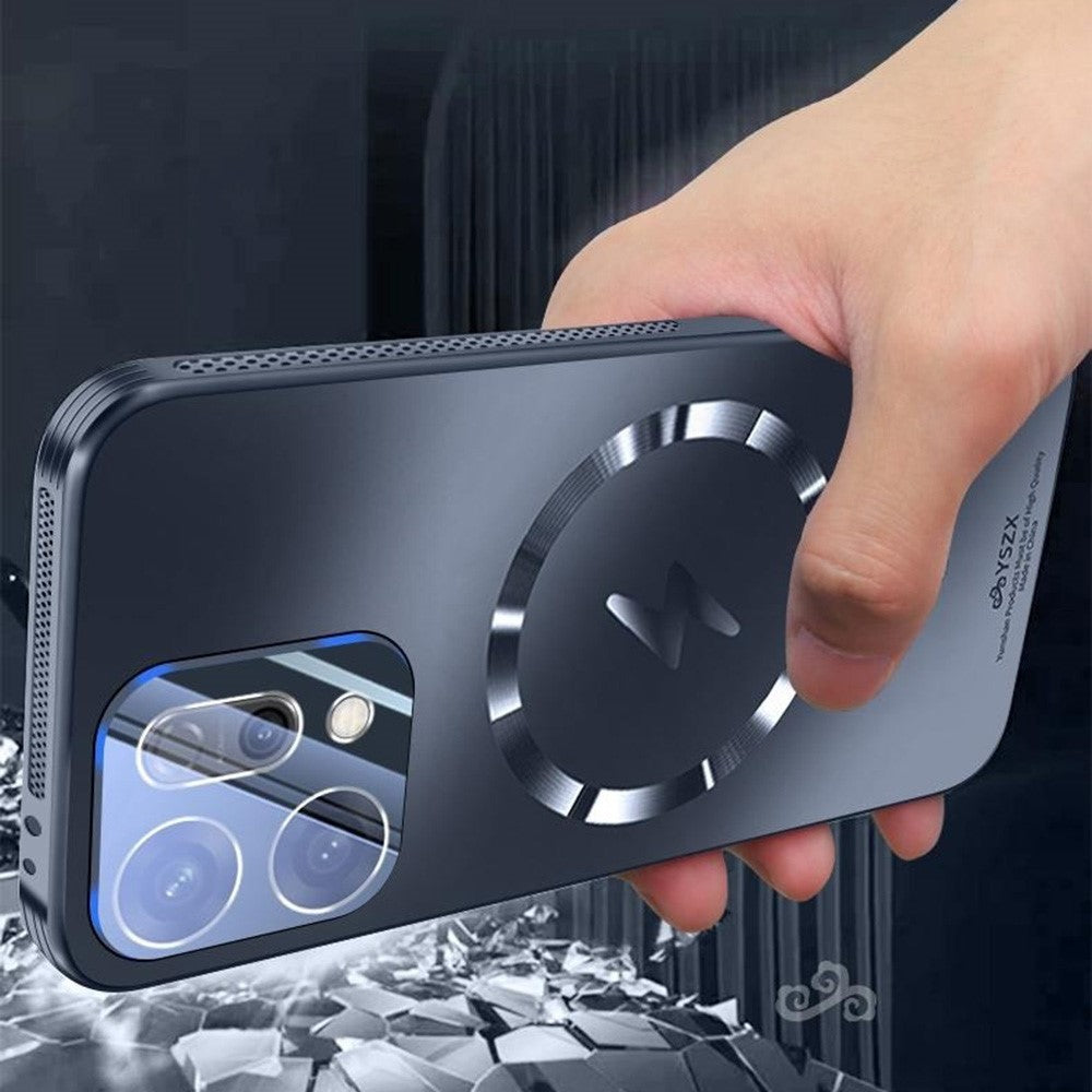 For Oppo Reno14 5G (Global) Case Compatible with MagSafe Matte PC + TPU Heat Dissipation Phone Cover - Titanium Blue