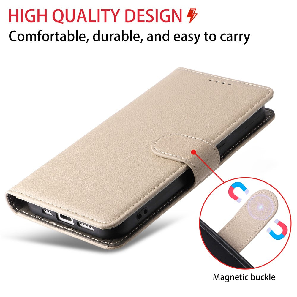 For iPhone 17 Pro Max Case RFID Blocking 3 Card Slots PU Leather Phone Cover with Wrist Strap - Creamy White