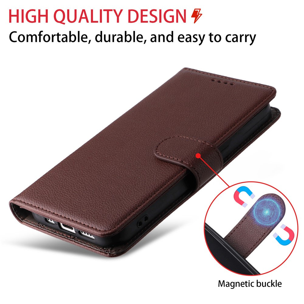 For iPhone 17 Pro Max Case RFID Blocking 3 Card Slots PU Leather Phone Cover with Wrist Strap - Brown
