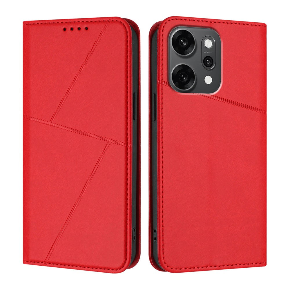 For Oppo Reno14 Pro 5G (China) / Oppo Reno14 Pro 5G (Global) Wallet Case Magnetic Closure Leather Flip Phone Cover with Stand - Red