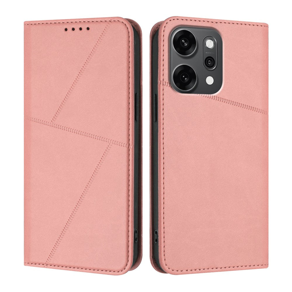 For Oppo Reno14 Pro 5G (China) / Oppo Reno14 Pro 5G (Global) Wallet Case Magnetic Closure Leather Flip Phone Cover with Stand - Pink