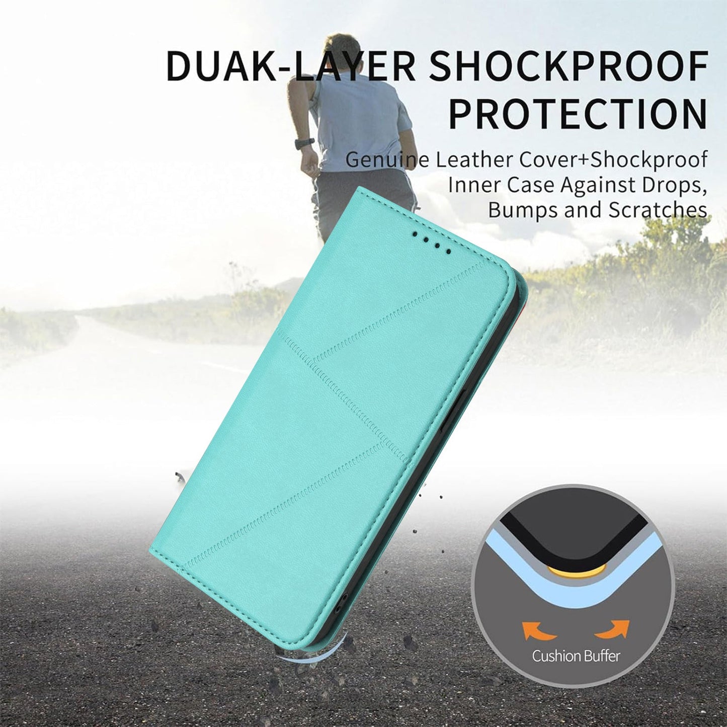 For Oppo Reno14 5G (China) / Oppo Reno14 5G (Global) Wallet Case Magnetic Closure Leather Flip Phone Cover with Stand - Light Blue