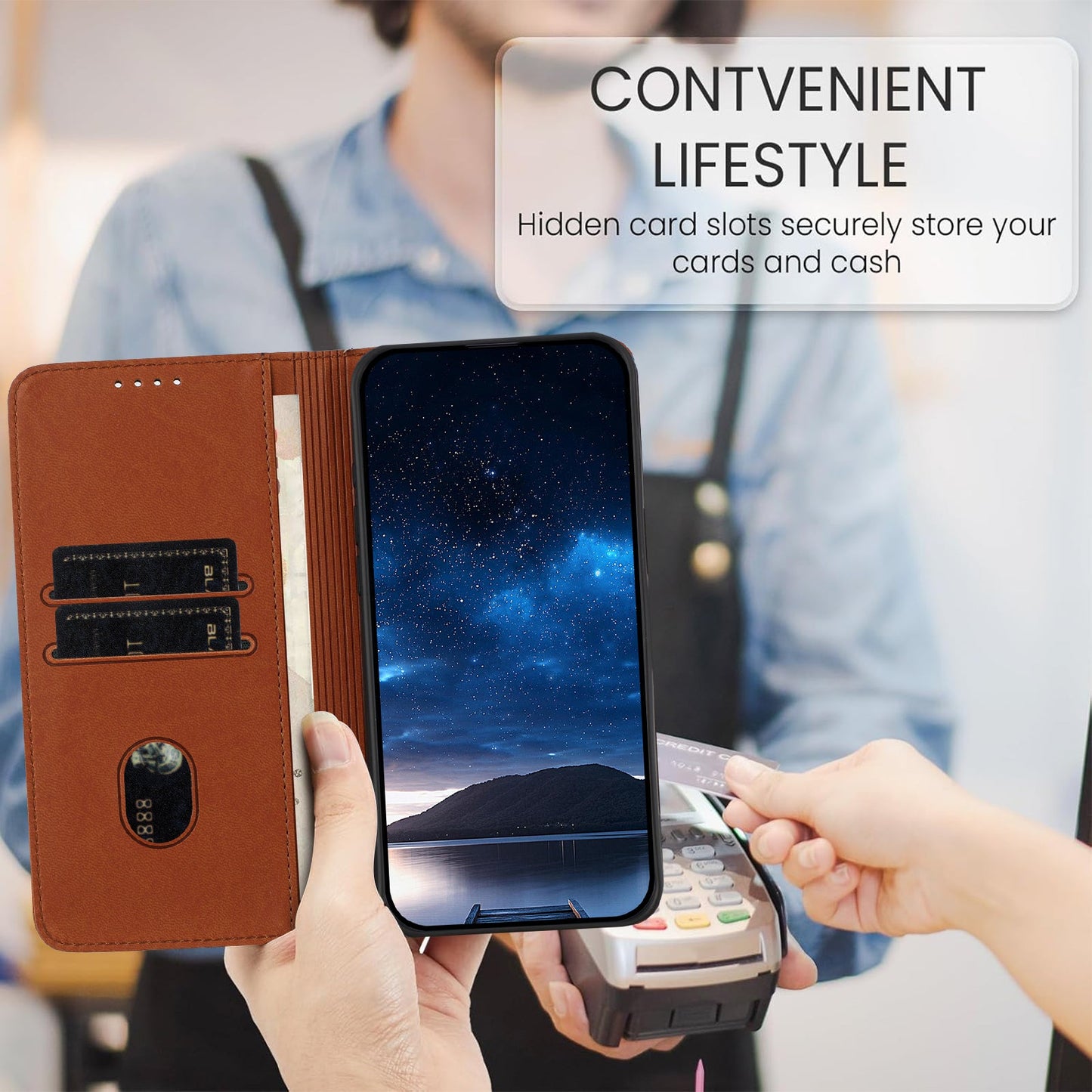 For Oppo Reno14 5G (China) / Oppo Reno14 5G (Global) Wallet Case Magnetic Closure Leather Flip Phone Cover with Stand - Coffee
