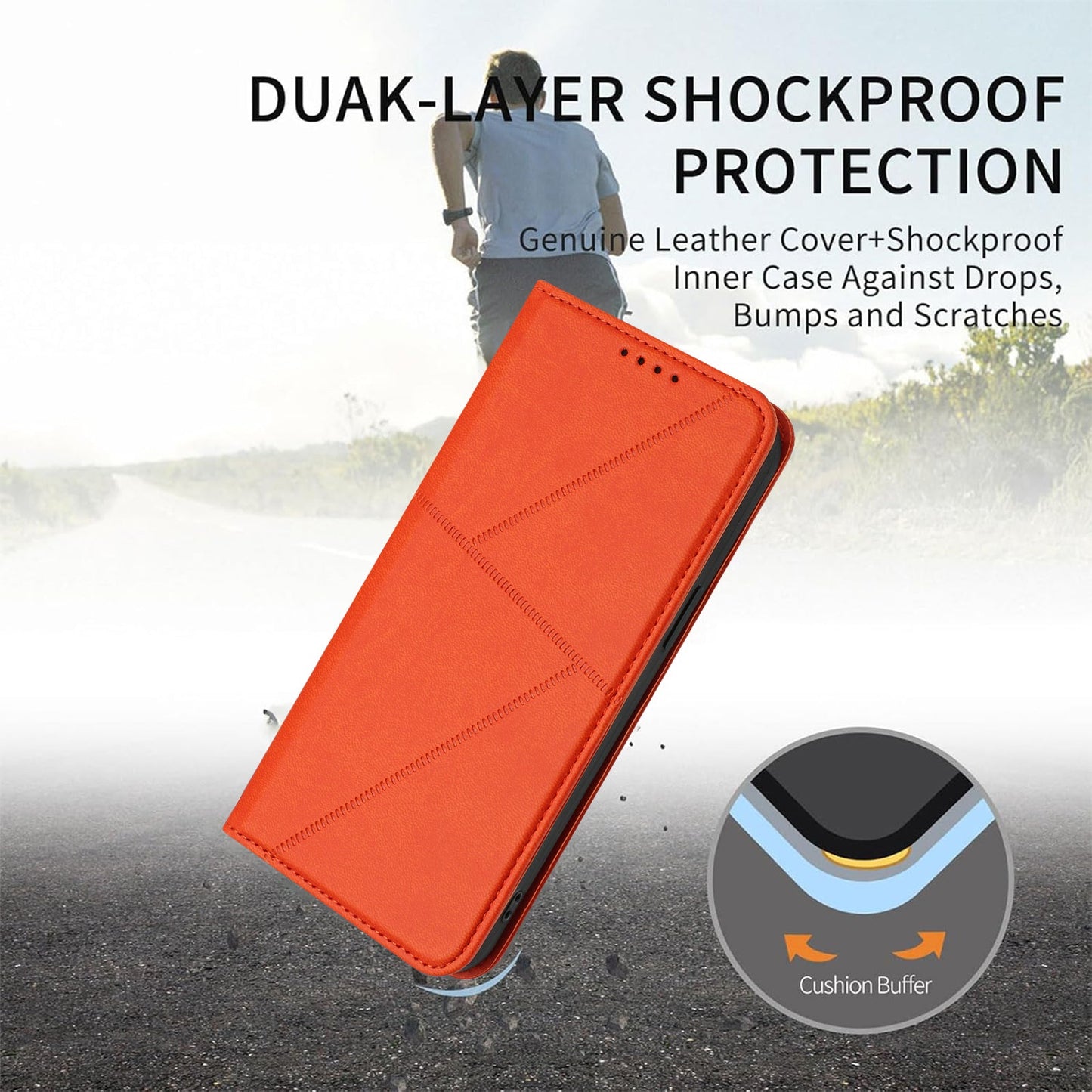 For Oppo Reno14 5G (China) / Oppo Reno14 5G (Global) Wallet Case Magnetic Closure Leather Flip Phone Cover with Stand - Orange