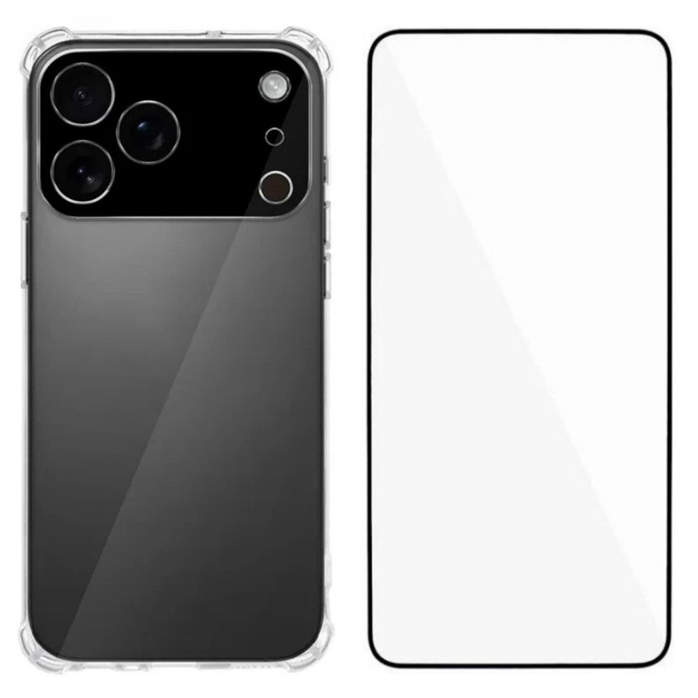 For iPhone 17 Pro Max TPU Case WANLONFENG WL3 Series 1.5mm Phone Cover with Tempered Glass Film - Transparent