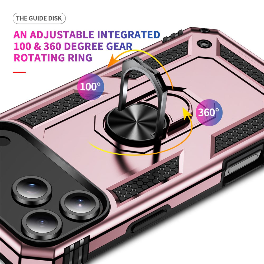 For iPhone 17 Pro Max Case PC + TPU Phone Cover with Kickstand - Rose Gold