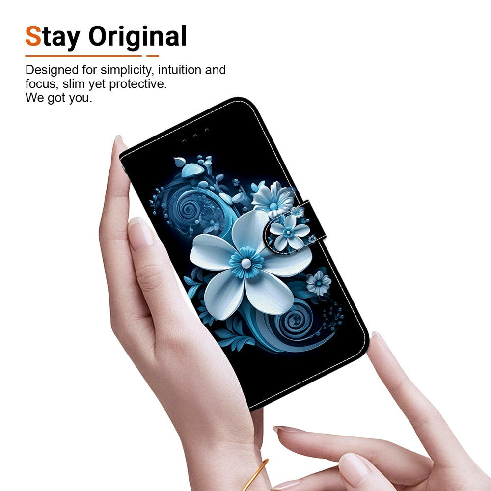 For iPhone 17 Pro Max Case Pattern Printing Anti-Drop Leather Flip Wallet Phone Cover with Lanyard - Black Orchid