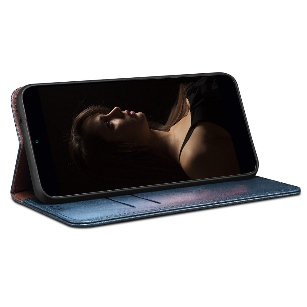 For Oppo Reno14 5G (Global) Case Crazy Horse Texture Waxy Leather Wallet Stand Phone Cover - Blue