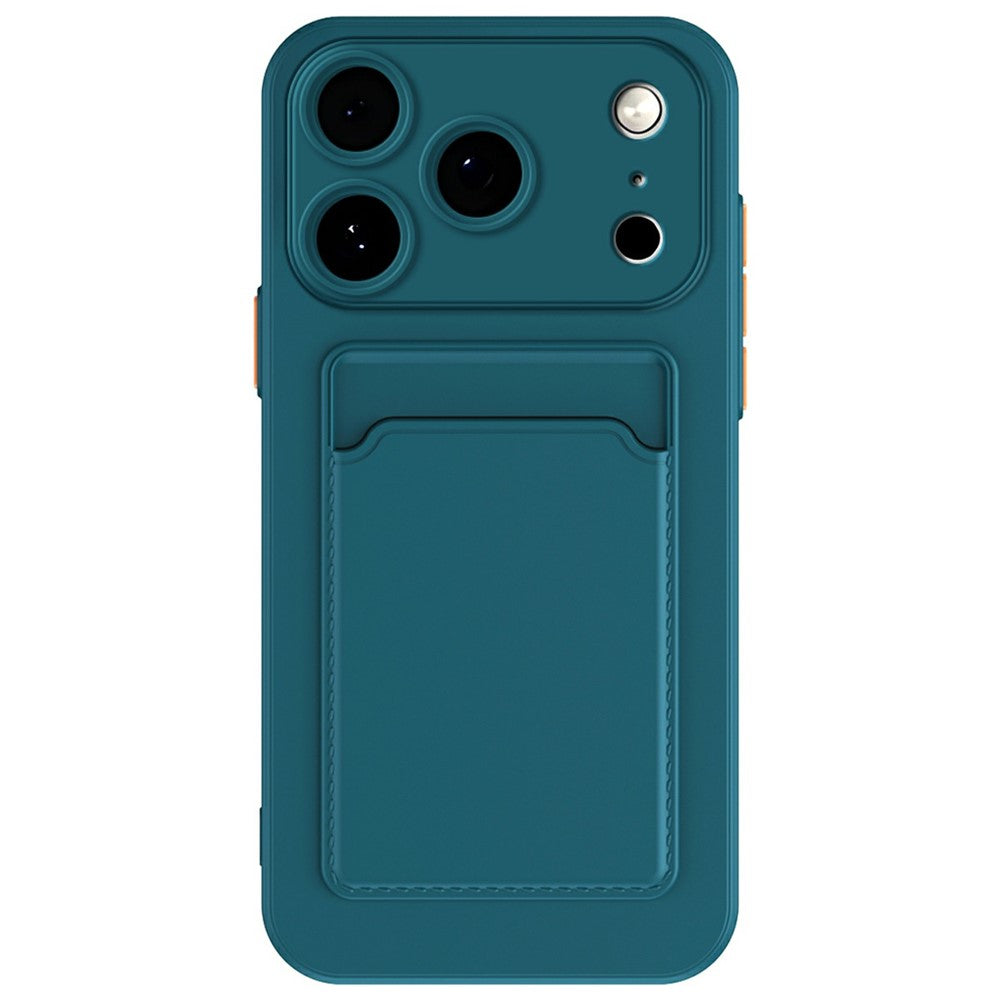 For iPhone 17 Pro Max Case Flexible TPU Phone Cover with Back Card Slot - Blackish Green