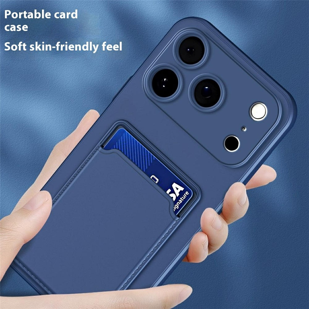 For iPhone 17 Pro Max Case Flexible TPU Phone Cover with Back Card Slot - Blackish Green