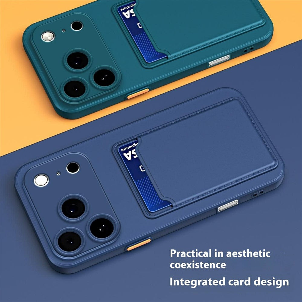 For iPhone 17 Pro Max Case Flexible TPU Phone Cover with Back Card Slot - Blackish Green