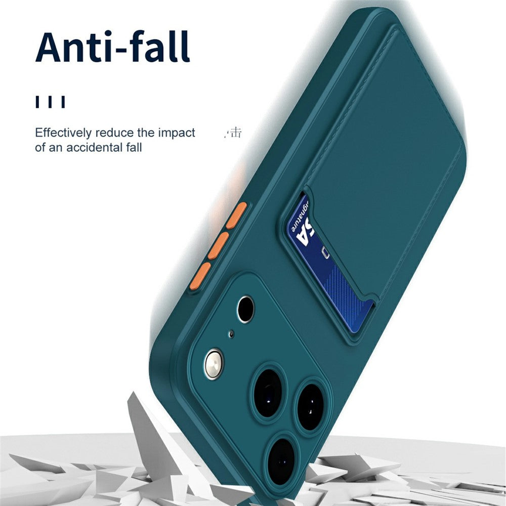 For iPhone 17 Pro Max Case Flexible TPU Phone Cover with Back Card Slot - Blackish Green