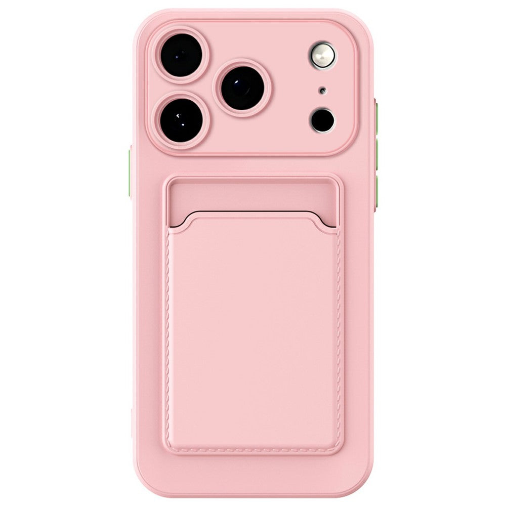 For iPhone 17 Pro Max Case Flexible TPU Phone Cover with Back Card Slot - Pink