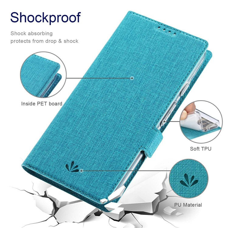 VILI K Series Stand Wallet Phone Cover for Google Pixel 7 5G, Double Magnetic Clasp PU Leather Shockproof Case - Blue
